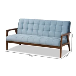 Asta Velvet Upholstered Wood Sofa Light Blue/Walnut - Baxton Studio -Lush Living Store GUEST b1ec72b6 ea12 4b77 bbee a6b614e52ac0