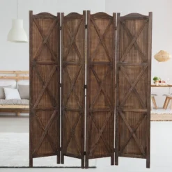 Rancho Barn 4 Panel Room Divider With Folding Screen Room Partition Paulownia Wood Brown - Proman Products 12 Rancho Barn 4 Panel Room Divider With Folding Screen Room Partition Paulownia Wood Brown - Proman Products -Lush Living Store GUEST b2695c50 a0d7 48e4 9889 07b07a5518d6