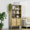 HOMCOM Bookshelf, Storage Cabinet With 3 Open Shelves And Natural Rattan Decor, Bookcase For Living Room, Study, Bedroom 1 HOMCOM Bookshelf, Storage Cabinet With 3 Open Shelves And Natural Rattan Decor, Bookcase For Living Room, Study, Bedroom -Lush Living Store GUEST b28b5f24 75cc 4a01 8e46 4529bea93002