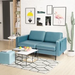 Costway Modern Loveseat Leathaire Fabric 2-Seat Sofa Couch W/ Side Storage Pocket -Lush Living Store GUEST b2a99a29 5acc 49c7 a48f f3087aeb5ee1