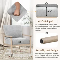 Retro Accent Chair With Solid Wood Frame And Vertical Slatted Back-ModernLuxe -Lush Living Store GUEST b2ae092e 2fb5 4ca3 ab78 a75445e3af72