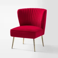 Quentin Velvet Accent Side Chair With Golden Metal Base | Karat Home -Lush Living Store GUEST b2b70107 16f6 45d4 a260 167128904846