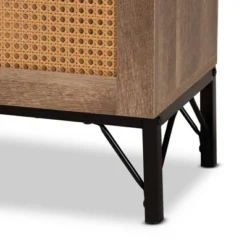 Veanna Bohemian Natural Wood And Metal 2 Door Synthetic Rattan TV Stand For TVs Up To 40" Brown/Black - Baxton Studio -Lush Living Store GUEST b2c72c72 e628 4763 be11 ef5e70dba881