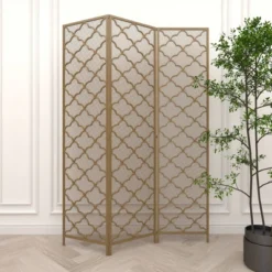 Modern Metal Filigree Room Divider Screen Gold - Olivia & May -Lush Living Store GUEST b2c94cb3 4e31 4bd5 8d2b 5cc00e964d5f