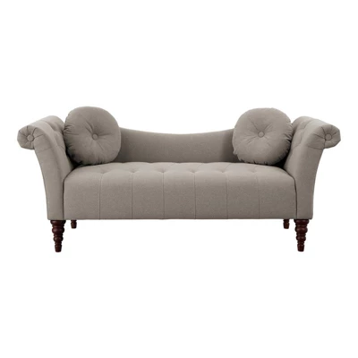 Adira 75" Traditional Fabric Settee With 2 Pillows In Brown - Lexicon 4 Adira 75" Traditional Fabric Settee With 2 Pillows In Brown - Lexicon - Image 2