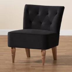 Harmon Velvet Fabric Upholstered And Wood Accent Chair Black/Walnut Brown - Baxton Studio -Lush Living Store GUEST b328a294 7048 49d0 a9bf d6cb738270dd