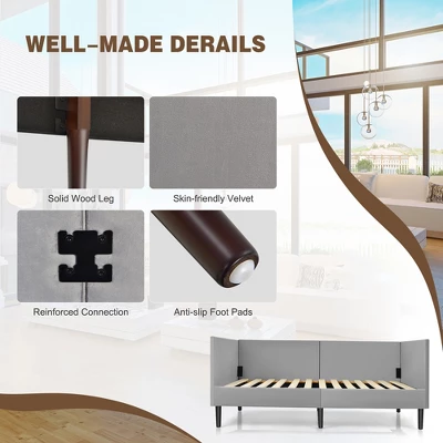 Costway Twin Daybed Upholstered Linen Wooden Sofa Bed Frame Heavy Duty Living Room Grey 9 Costway Twin Daybed Upholstered Linen Wooden Sofa Bed Frame Heavy Duty Living Room Grey - Image 7