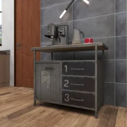 Metal Utility Cabinet With Wood Top Steel Gray - Olivia & May -Lush Living Store GUEST b383518b 8fd1 4bf9 9919 17676d71885a