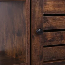 Wooden Storage Cabinet With Shutter Door And 3 Compartments Brown - Benzara -Lush Living Store GUEST b4487378 a54c 4bf8 808f baa1d4cbb68b