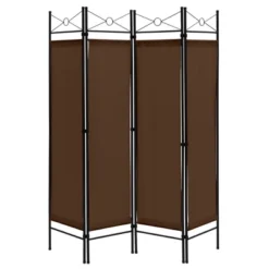 Costway 6 FT 4-Panel Folding Room Divider Freestanding Privacy Screen Steel Frame BrownBlackWhite -Lush Living Store GUEST b463e069 2b2e 4358 ab95 2b1b2eedb310