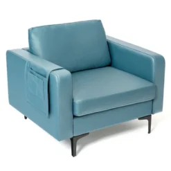 Costway Modern Leathaire Fabric Accent Armchair Single Sofa W/ Side Storage Pocket -Lush Living Store GUEST b484a082 9bff 434c 9f47 630c0af49838