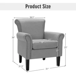 Costway Set Of 2 Upholstered Fabric Accent Chairs W/ Rubber Wood Legs Dark GrayLight Gray -Lush Living Store GUEST b499d401 3b75 401a bb3d d812ca460a2a
