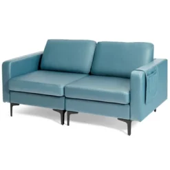 Costway Modern Loveseat Leathaire Fabric 2-Seat Sofa Couch W/ Side Storage Pocket -Lush Living Store GUEST b4c1f346 bef8 4ebf 9487 e3137c96cff2 1