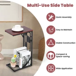 Costway 1PC2 PCS C-Shaped Side Sofa Narrow Snack Table For Living Room Bedroom Small Space -Lush Living Store GUEST b4c683c3 fa07 4037 8239 6f84f3e697d8