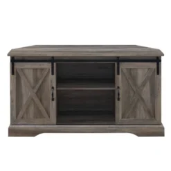 Robinson Rustic Transitional Sliding Barn Door Corner TV Stand For TVs Up To 58" - Saracina Home -Lush Living Store GUEST b4cc8a25 df55 47ef b174 2b9ab469bf02