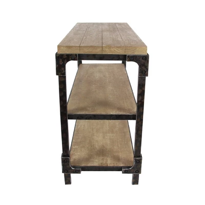 Rustic 3 Tier Console Table Brown - Olivia & May 4 Rustic 3 Tier Console Table Brown - Olivia & May - Image 2