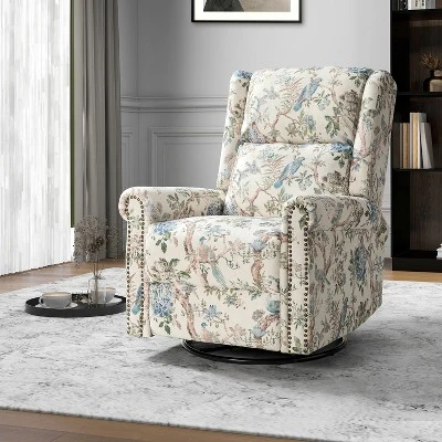 Franciscus Manual Swivel Transitional Glider Recliner With Nailhead Trims And Swivel Base | KARAT HOME 13 Franciscus Manual Swivel Transitional Glider Recliner With Nailhead Trims And Swivel Base | KARAT HOME - Image 11