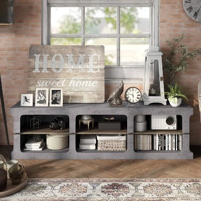 Ossi 6 Shelf TV Stand For TVs Up To 75" Cement - MiBasics 6 Ossi 6 Shelf TV Stand For TVs Up To 75" Cement - MiBasics - Image 4