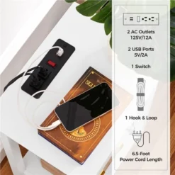 Yaheetech Wooden Side Table End Table With Recessed Power Outlets And USB Ports -Lush Living Store GUEST b5437b7d 8a36 4a0e 9e65 e91dcae12d66