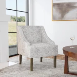 Classic Swoop Arm Chair Artistic Floral Print Linen - HomePop -Lush Living Store GUEST b5baf3f7 a778 4571 8454 94a02b2bab01