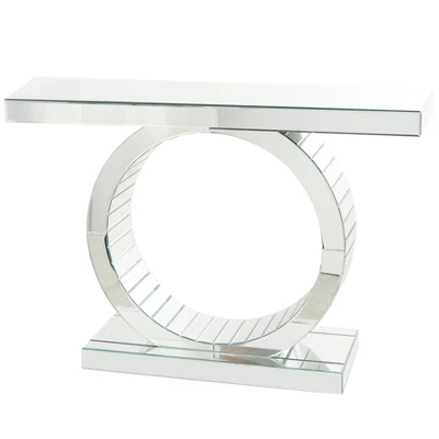 Glam Glass Console Table Silver - Olivia & May 3 Glam Glass Console Table Silver - Olivia & May