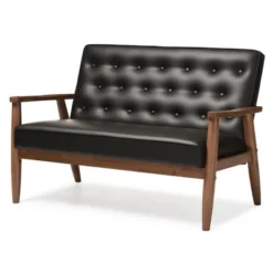 Sorrento Mid-Century Retro Modern Faux Leather Upholstered Wooden 2 Seater Loveseat - Baxton Studio -Lush Living Store GUEST b5df5a67 624b 44bf 842e cbfb7efc9bb8