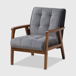 Asta Velvet Upholstered Wood Armchair - Baxton Studio -Lush Living Store GUEST b5f67c04 c372 4b99 837f b58e4f45f3a7