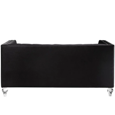 67" Heibero Sofa Black Velvet - Acme Furniture 4 67" Heibero Sofa Black Velvet - Acme Furniture - Image 2