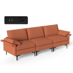 Costway Modern Modular Fabric 3-Seat Sofa Couch W/ Socket USB Ports & Metal Legs RedGreen -Lush Living Store GUEST b631a5ae e551 480f ae3a e0aaad5e6fd3