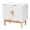 Kamana Two-Tone Wood And Metal 2 Door Storage Cabinet White/Gold/Oak Brown - Baxton Studio -Lush Living Store GUEST b6623c2d 92db 4996 9561 3d89c741cce5