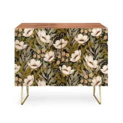 Avenie Floral Meadow Spring Green Walnut Credenza - Deny Designs -Lush Living Store GUEST b664c49b 36da 4d09 9794 c41e3ea9bccf