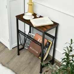 Costway Narrow End Table Magazine Holder Sling Industrial Accent Console Table -Lush Living Store GUEST b73c92b4 b819 41b4 98b7 31884558d2d9