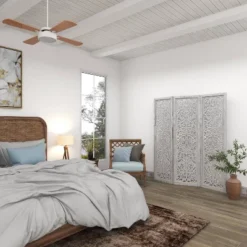 Farmhouse Wood Carved Room Divider Screen White - Olivia & May -Lush Living Store GUEST b75eaa40 4d80 4b30 9cc2 f82454081c35