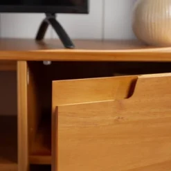 Solid Wood Mid-Century Modern TV Stand For TVs Up To 80" - Saracina Home -Lush Living Store GUEST b78e54f7 947a 4b3c 9e8b b3b9f13c7373