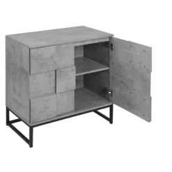 Adams 2-doors Cement Gray Cabinet With 1 Adjustable Inner Shelves - The Pop Maison -Lush Living Store GUEST b79905f4 ee7f 4215 961c ec87ef1f5899