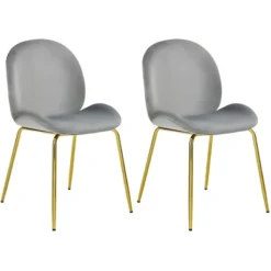 Costway Set Of 2 Velvet Accent Chairs Dining Side Chairs W/Gold Metal Legs Pink/Beige/Green/Grey -Lush Living Store GUEST b8b1a411 2b6a 4bb3 ac2d 5ac6ea475b92