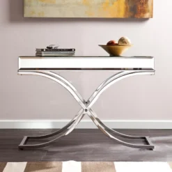 Southern Enterprises Lillian Console Table Chrome/Mirror - Aiden Lane