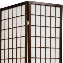 4 Ft. Tall Window Pane Shoji Screen - Walnut (4 Panels) -Lush Living Store GUEST b918358b ed85 411b 857e f366a5da5b3c 1