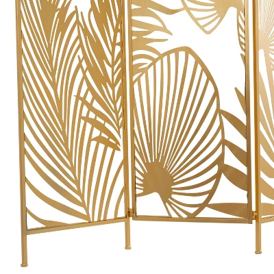 Glam Metal Palms Room Divider Screen Gold - Olivia & May 5 Glam Metal Palms Room Divider Screen Gold - Olivia & May - Image 3