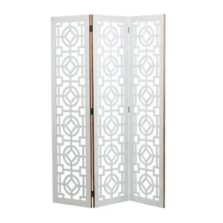 Farmhouse Wood Patterned Room Divider Screen White - Olivia & May -Lush Living Store GUEST b9b4850a cba9 4a06 8f67 e2a37db0eb3a