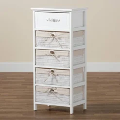 Madelia Wood 1 Drawer Storage Unit White - Baxton Studio -Lush Living Store GUEST b9e50fc3 2a18 48b6 ad11 4214e1deedef