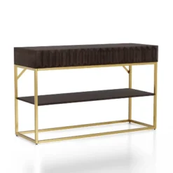 Cilker 2 Drawers Sofa Table Walnut/Gold - MiBasics