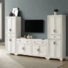 3pc Tara Entertainment Set With Closed Storage Distressed White - Crosley -Lush Living Store GUEST ba9181c9 5cfd 40bf a54c 11ac2323fe0d