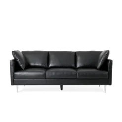 Brockbank Modern Faux Leather 3 Seater Sofa With Pillows - Christopher Knight Home -Lush Living Store GUEST bacf503a 0239 4592 b703 0eaae22103d7