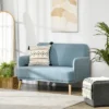 HOMCOM 48" Loveseat Sofa For Bedroom, Modern Love Seats Furniture, Upholstered Small Couch For Small Space, Blue -Lush Living Store GUEST bad32448 474d 4273 94fe d10adce25936