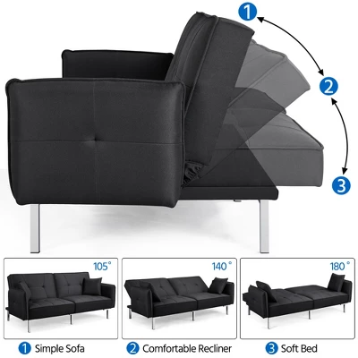Yaheetech Fabric Futon Sofa Bed With Armrest Adjustable Backrest For Living Room 7 Yaheetech Fabric Futon Sofa Bed With Armrest Adjustable Backrest For Living Room - Image 5