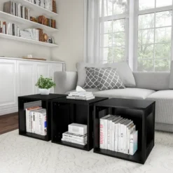 Hastings Home End Table, Stackable Modular Cube With Open Sides, Black -Lush Living Store GUEST badc5a62 9bfe 481d a753 1ba9e759ac10