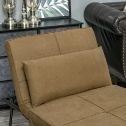 HOMCOM 4-in-1 Multi Function Folding Single Sofa Bed With Retractable Footrest, Convertible Sleeper With Adjustable Backrest, Brown -Lush Living Store GUEST bb378ed1 22f9 47e4 9568 5c4ea704345a