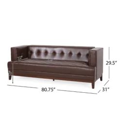 Raintree Mid Century Modern Faux Leather Tufted 3 Seater Sofa Dark Brown/Espresso - Christopher Knight Home -Lush Living Store GUEST bb3c3cef 4d8e 4b5b b7bc 6b74c61d4bd2
