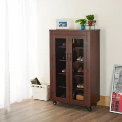 Mayab Industrial 5 Shelves Mobile Cabinet Vintage Walnut - HOMES: Inside + Out